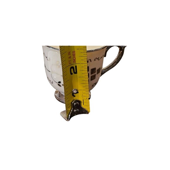 Vintage Demitasse Teacup & Saucer Singed Cumbow Silver Gilded Hand-Painted - Picture 4 of 14